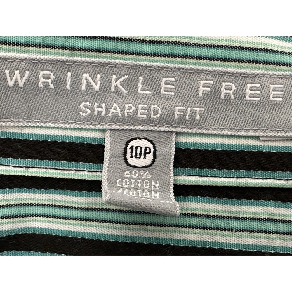 Foxcroft Women's Button Down Striped Longsleeve Blouse Green Black Size‎ (10P) - Picture 11 of 16